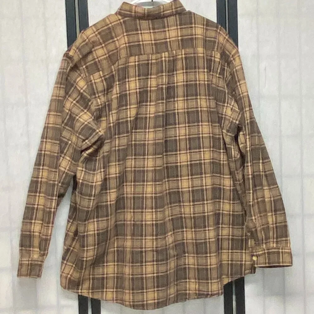 Carhartt Plaid Flannel Shirt 2XLT Brown Rust Long Sleeve Brushed Cotton Workwear - Picture 2 of 14